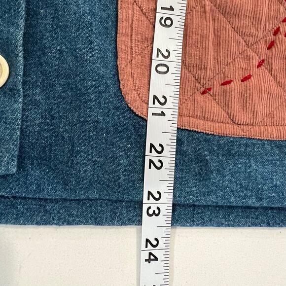 Vintage Casey Coleman Denim Embroidery Angels Lined Shacket M/L Corduroy Pockets - Picture 11 of 15